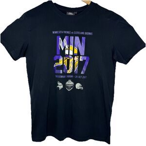 Minnesota Vikings London 2017 Black Graphic Logo Short Sleeve Tshirt Mens Size M